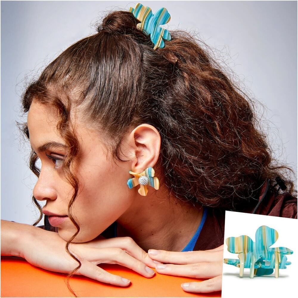 Lele Sadoughi Acetate Claw Clip Turquoise Blue NWT